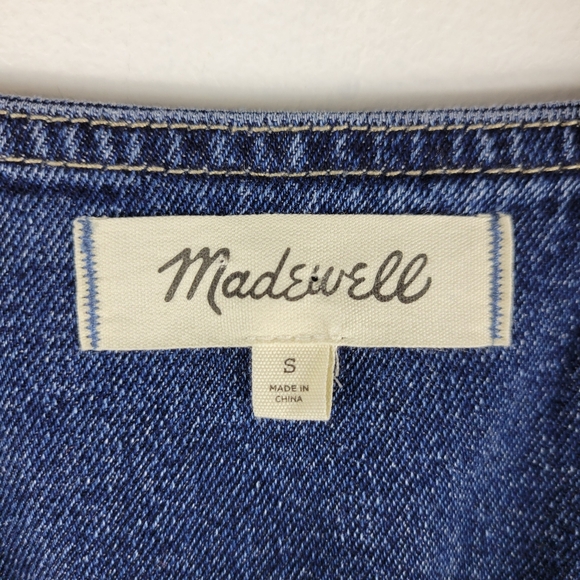 Madewell Patch Pocket V Neck Staight Ankle Zip Up Denim Jumpsuit Coveralls - Picture 5 of 12